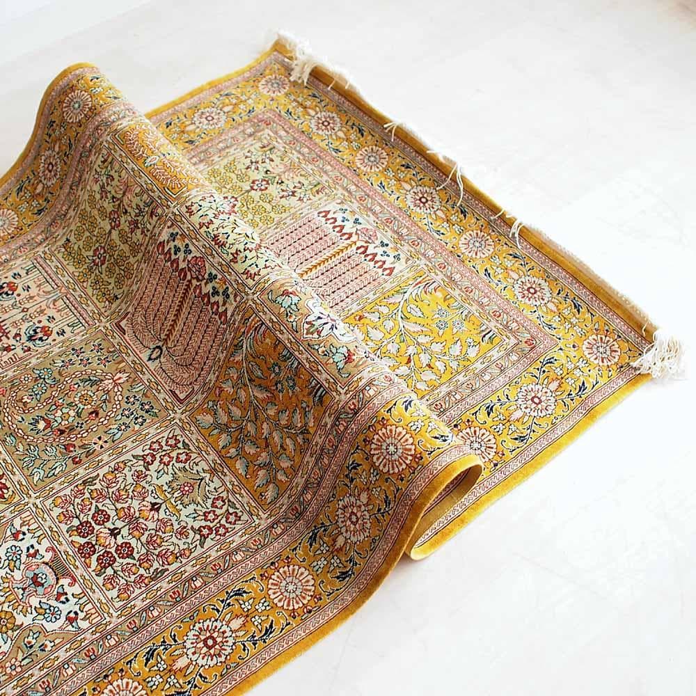 ペルシャ絨毯 マスタードカラー 71cm × 123cm 玄関ラグZR24236