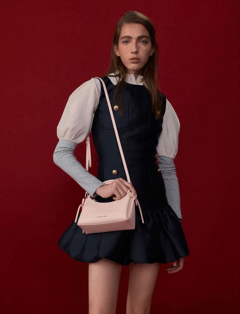 【新品未使用】チャールズアンドキース ヘーゼル ボウトップハンドルバッグ