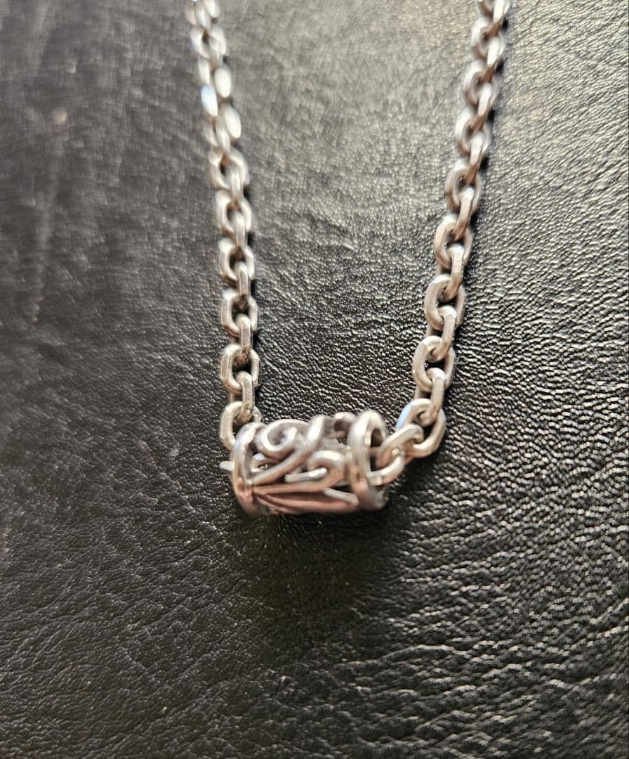 美品　SAAD サード 太角 4mm あずきチェーン オープンワークネックレス