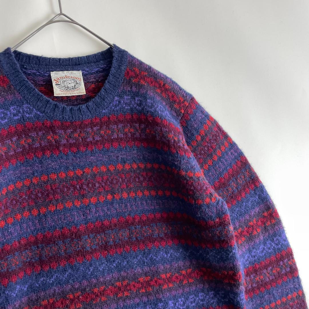 JAMIESON'S イギリス製 フェアアイル シェトランドウールニットセーター