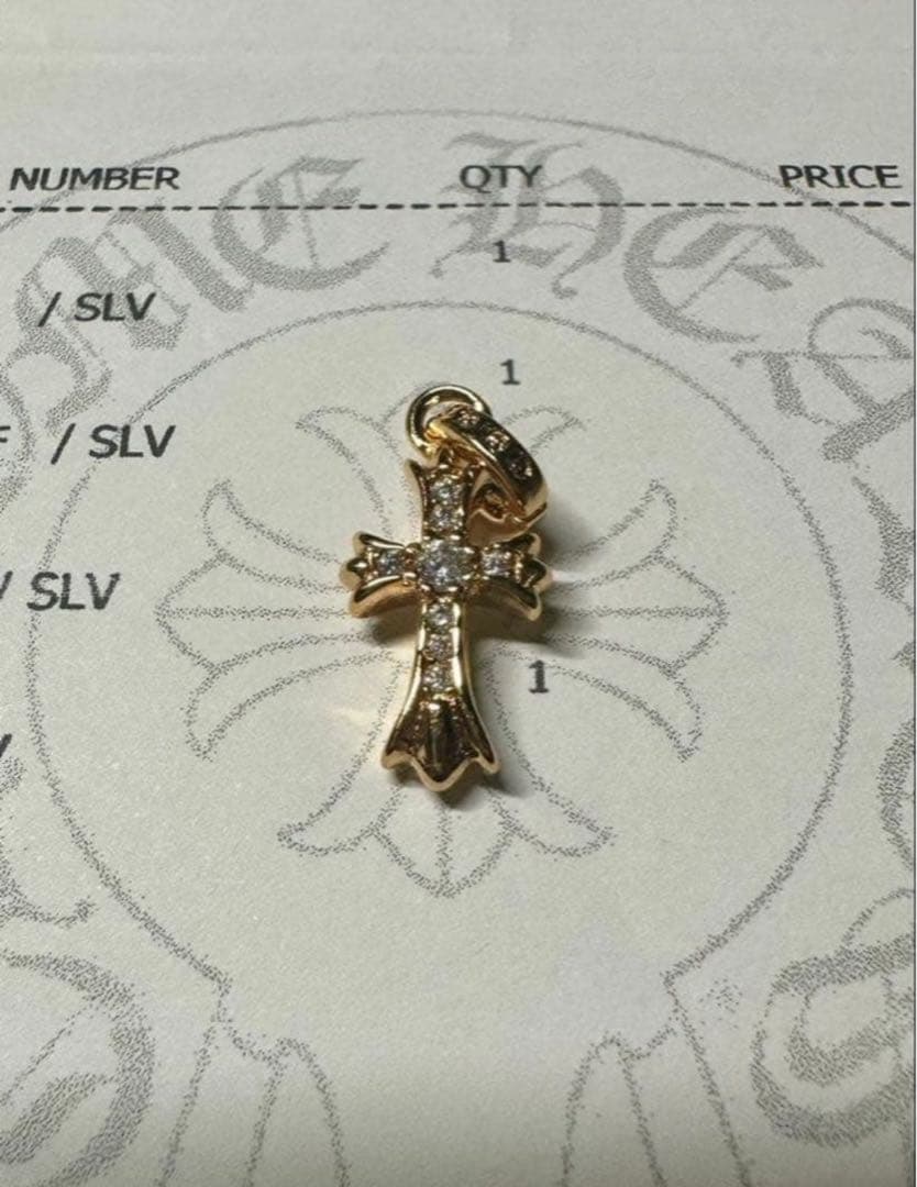 は*る様 クロムハーツ　クロスベビーファット　チャーム22K天然パヴェ インボイ
