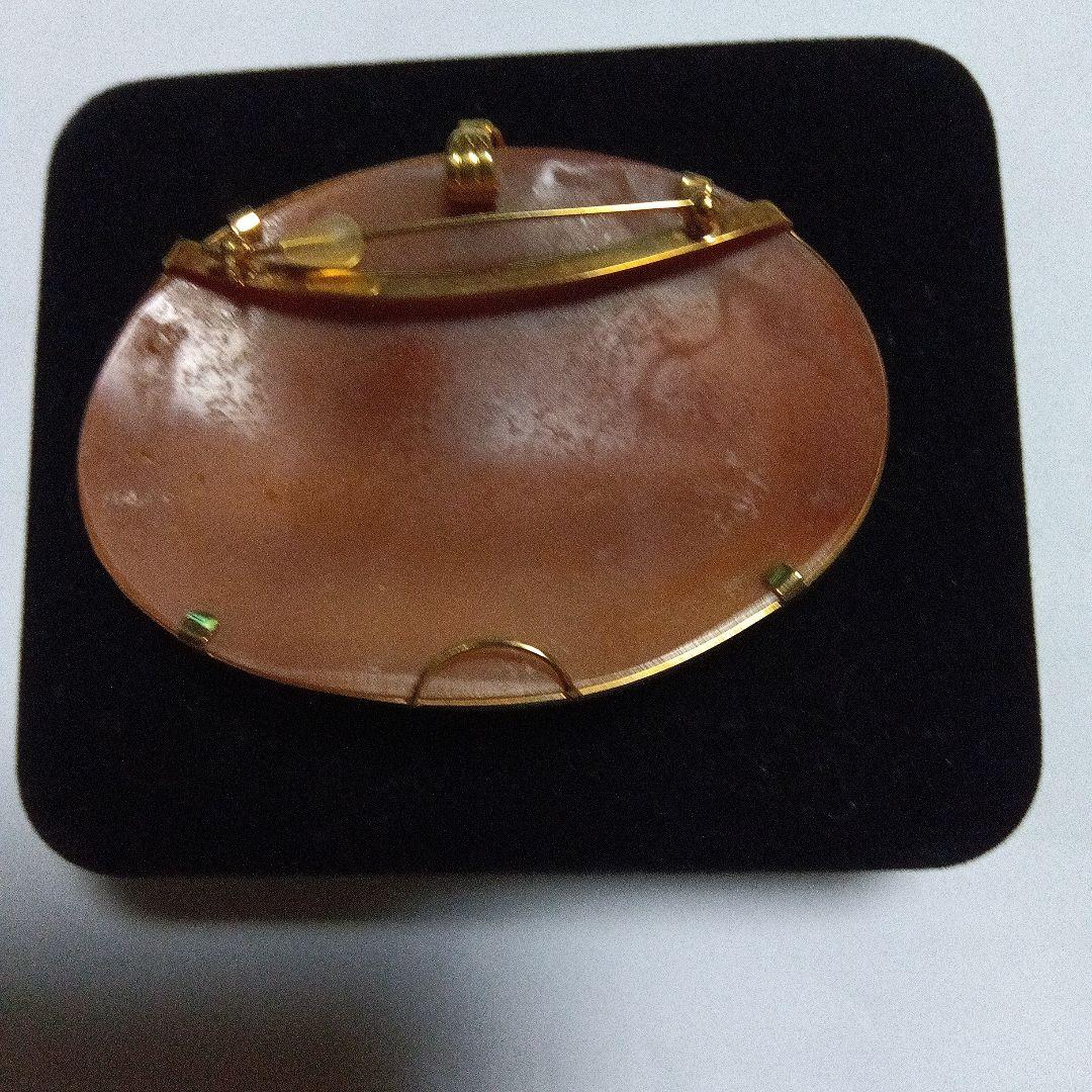 作家物シェルカメオ18金ブローチ、ペンダント