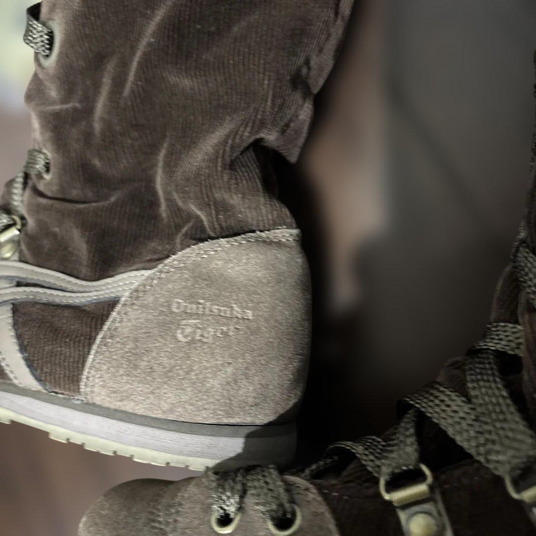 オニツカタイガー　ブラウン コーデュロイスエード ロングブーツ