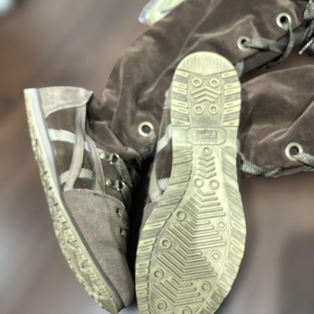 オニツカタイガー　ブラウン コーデュロイスエード ロングブーツ