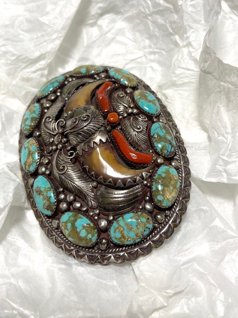 【新品未使用】 エスニックシルバーベルトバックル