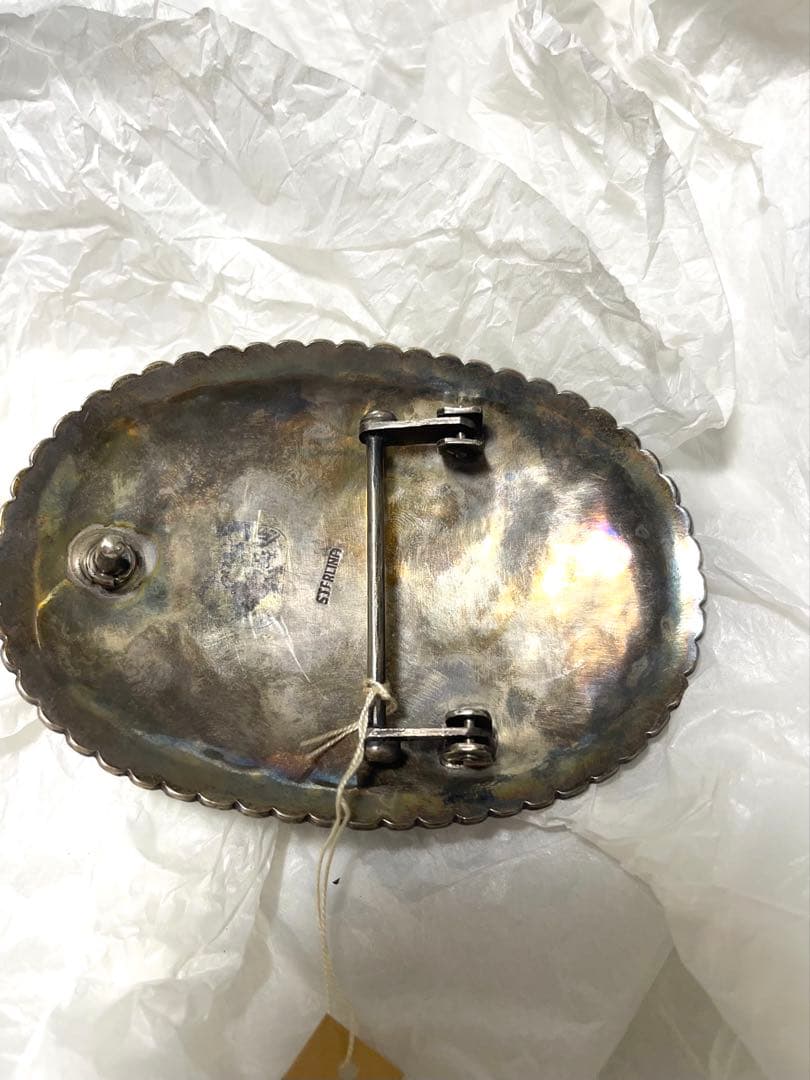 【新品未使用】 エスニックシルバーベルトバックル