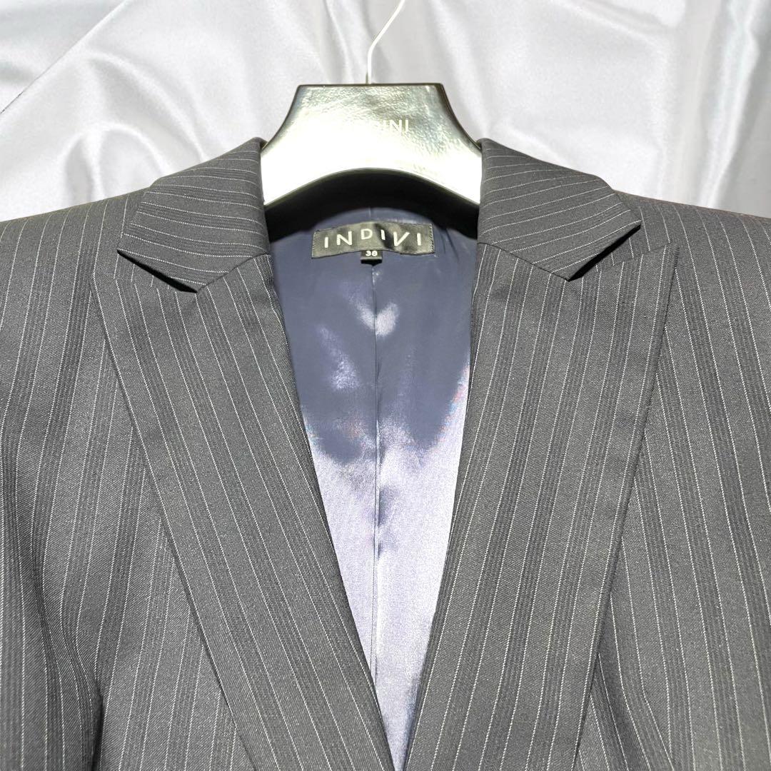 【INDIVI】美品インディヴィ 高級シルク ストレッチ ブーツカット ブラック
