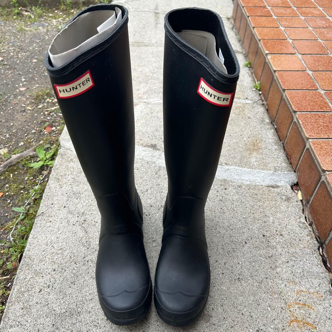 HUNTER ブラック 長靴 バックル付き 24cm