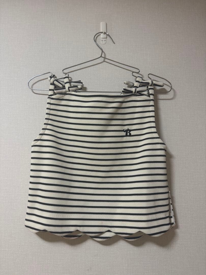 Bibiy スカラップ　ボーダートップス