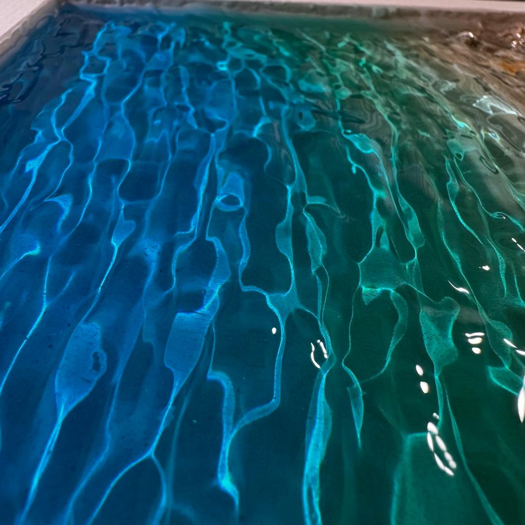 レジンアートオーシャンアート キラキラ波紋 沖縄 海20cmx20cm×2cm