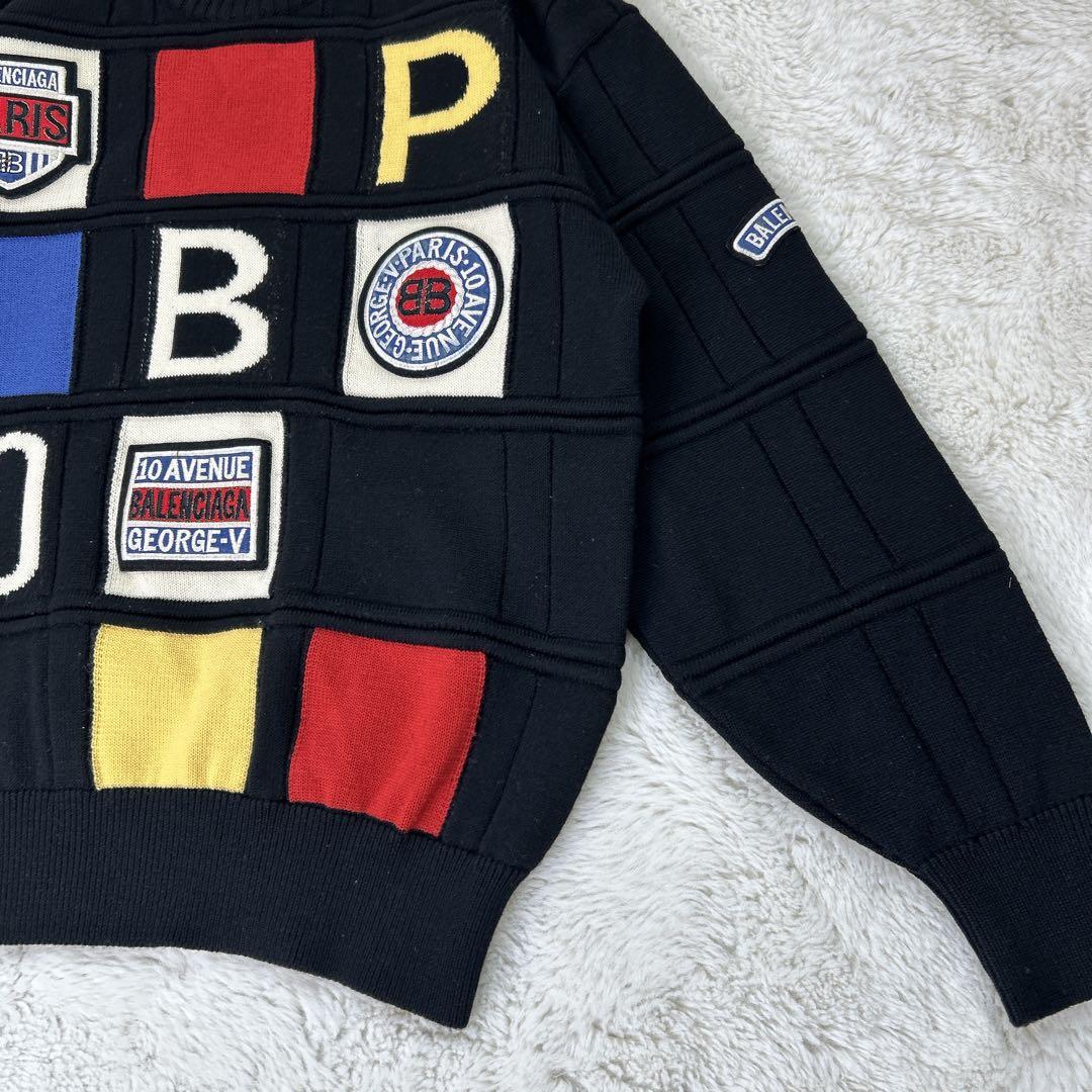 オールドバレンシアガ/90s デザインニット M 希少品 レトロ古着