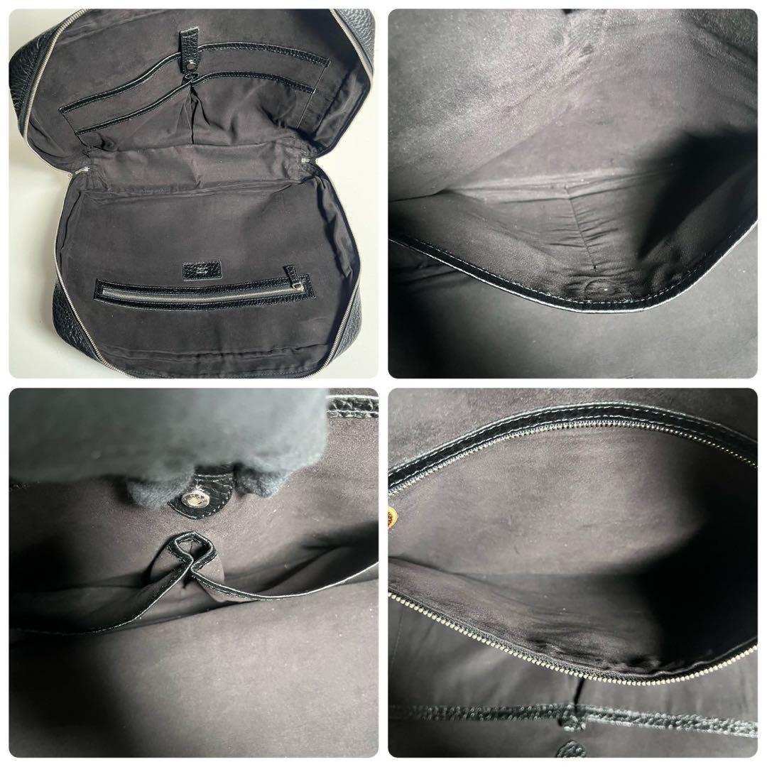 【極上美品・使用感少ない✨】hinn エンボスレザー ビジネスバッグ 黒