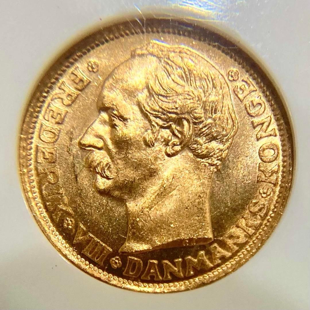 ★★★梨くん★★★　1908年デンマーク10クローネ金貨★NGC MS65