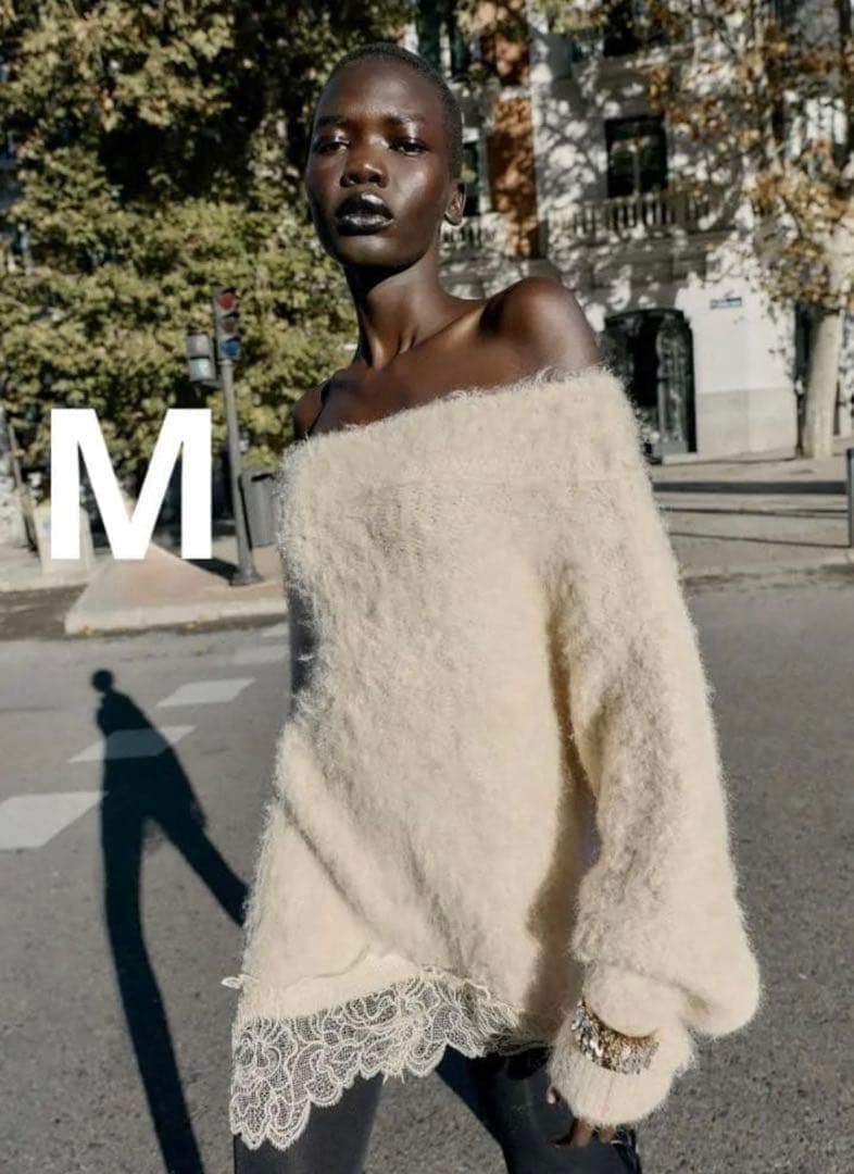 ZARA　レースコンビニットセーター M