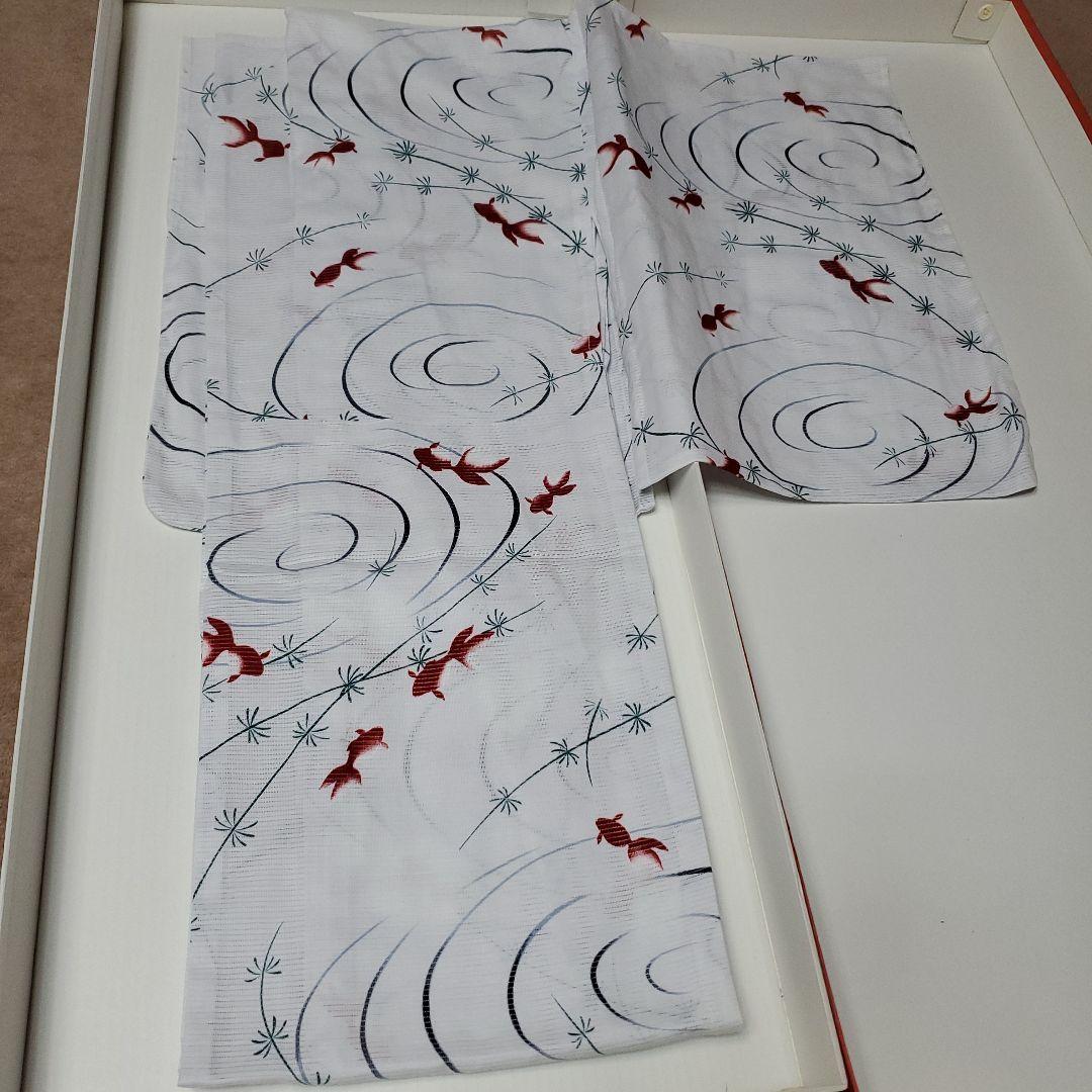 浴衣　着物　綿絽　レディース　金魚　赤