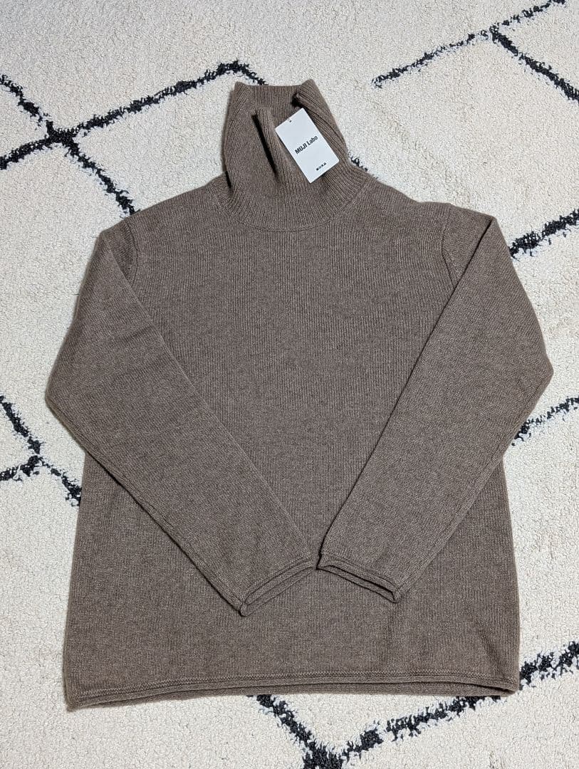 無印良品　自然のまんまの色　カシミヤタートルネックセーター　L