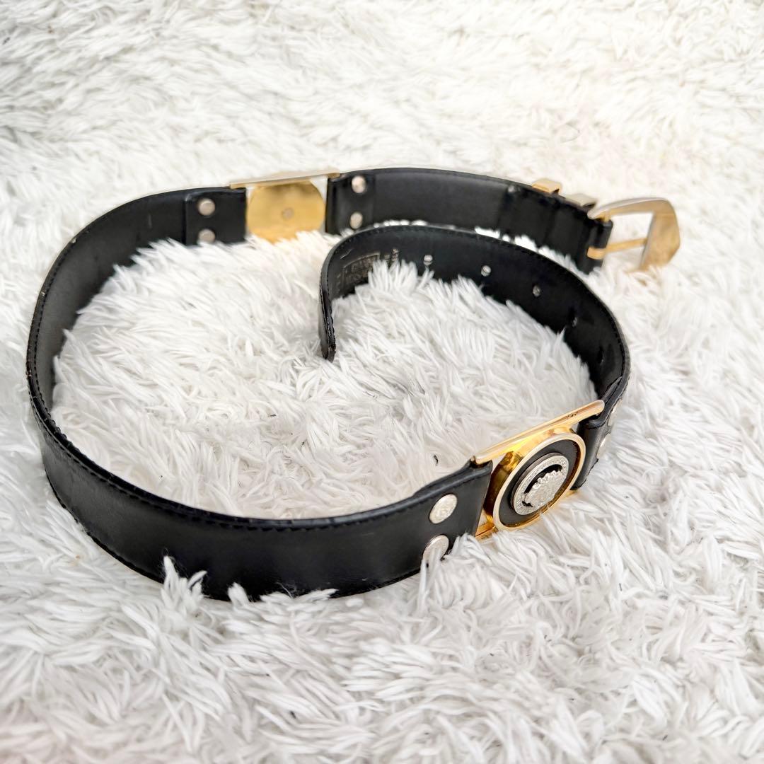 ジャンニヴェルサーチ 2連 メデューサ ベルト ブラック シルバー