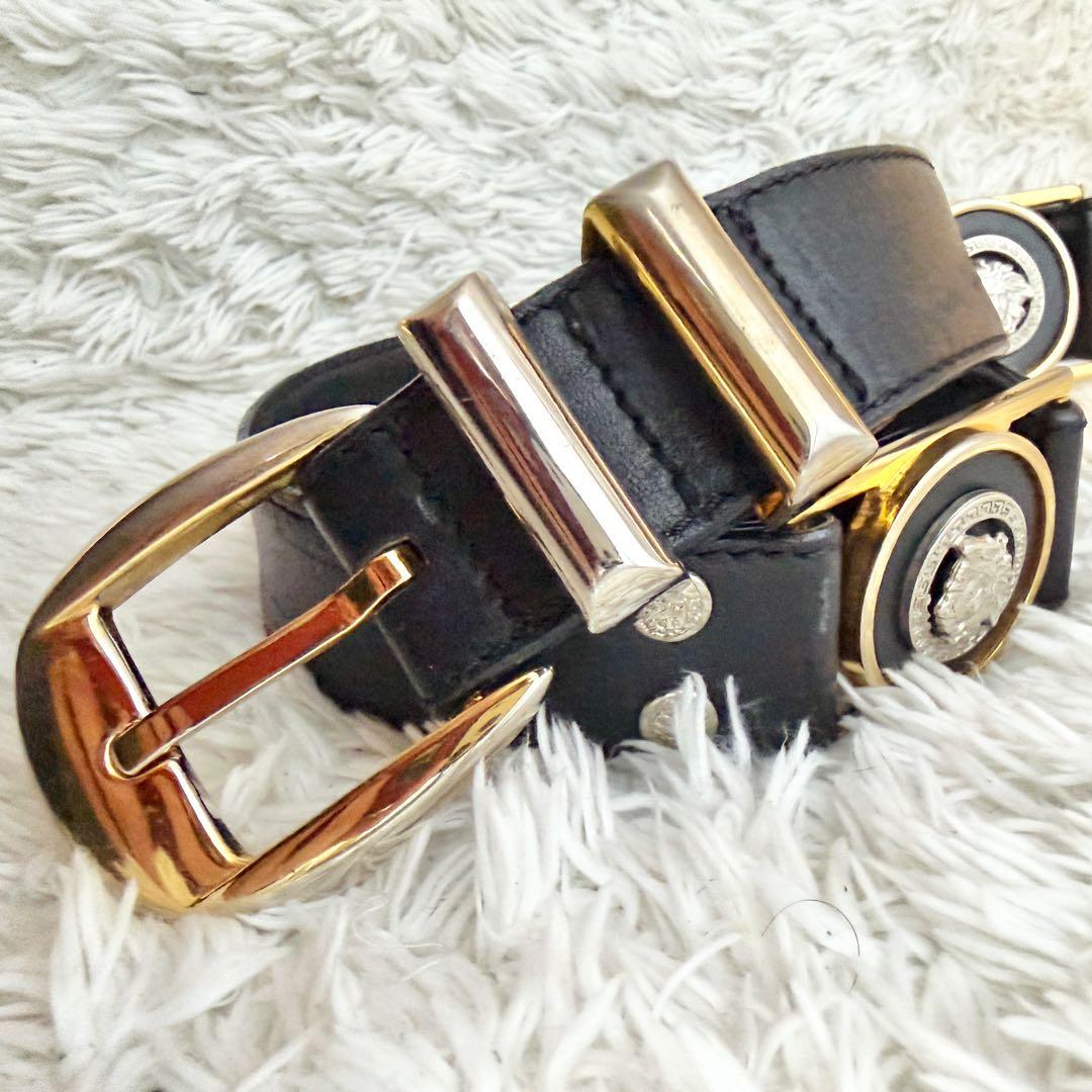 ジャンニヴェルサーチ 2連 メデューサ ベルト ブラック シルバー