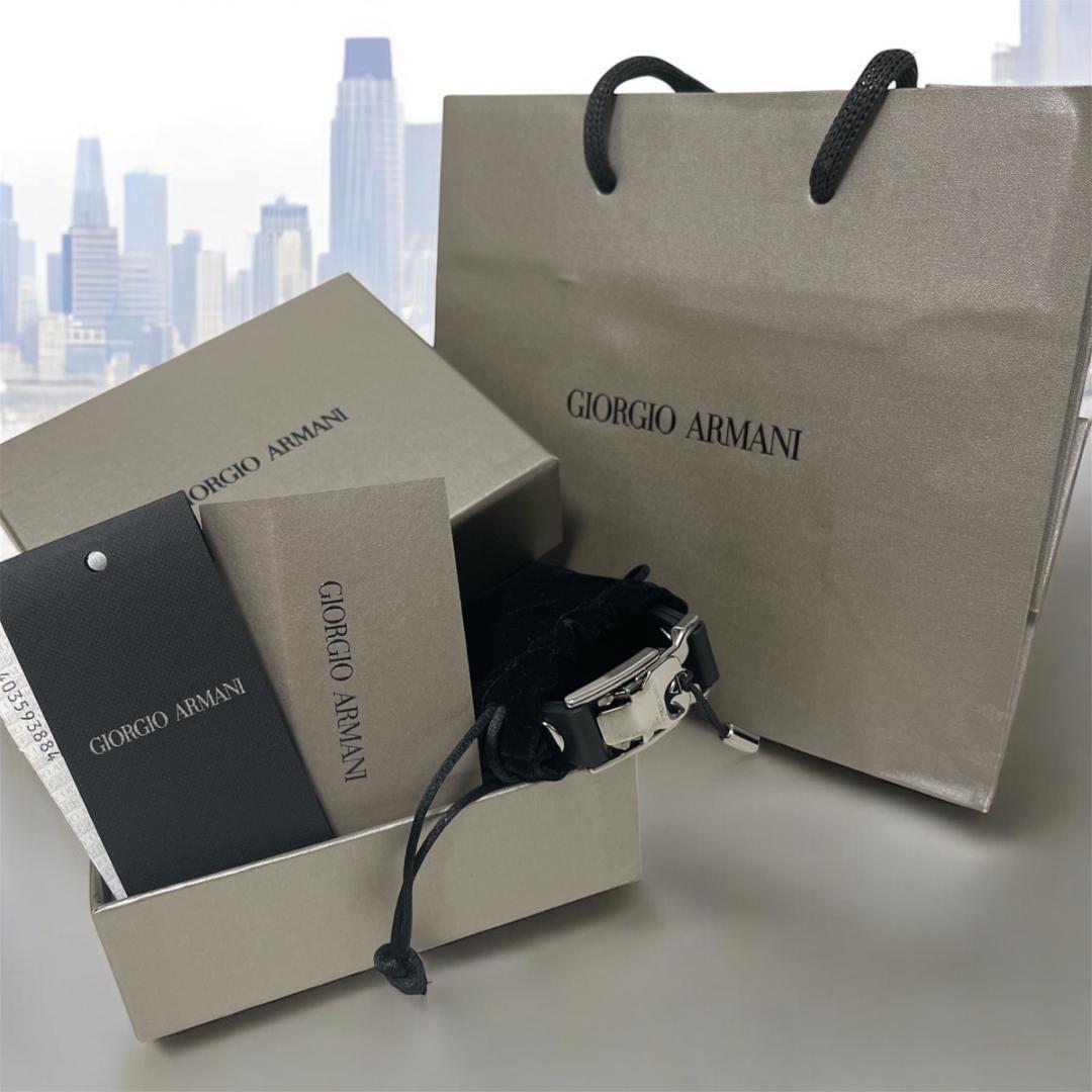 Giorgio Armani ブラック レザーブレスレット