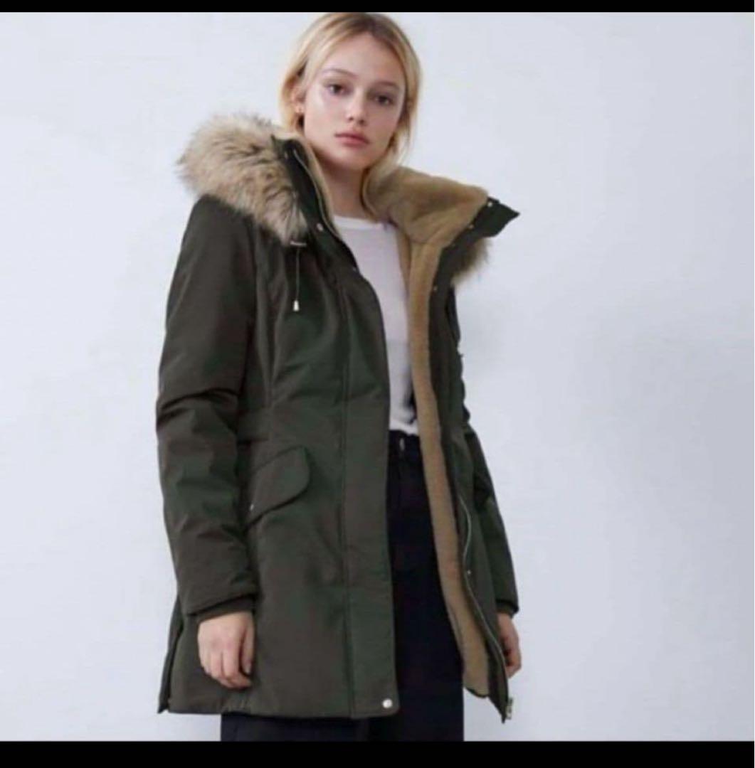 ZARA ファー付きモッズコート Lサイズ ライダース　ニット　セット売り