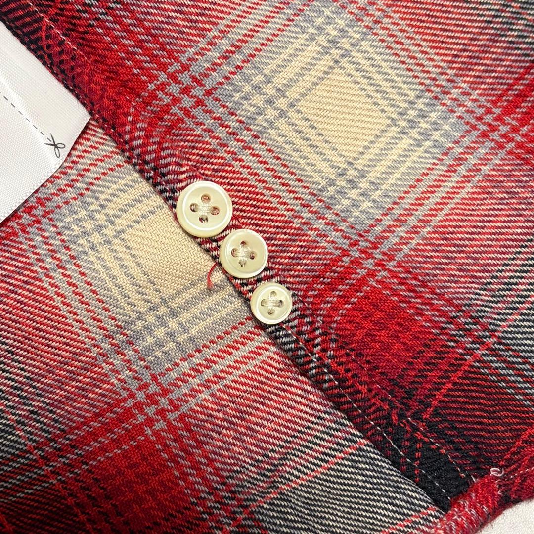 ラルフローレン 長袖シャツ オンブレチェック 刺繍　ポニーロゴ 赤 M