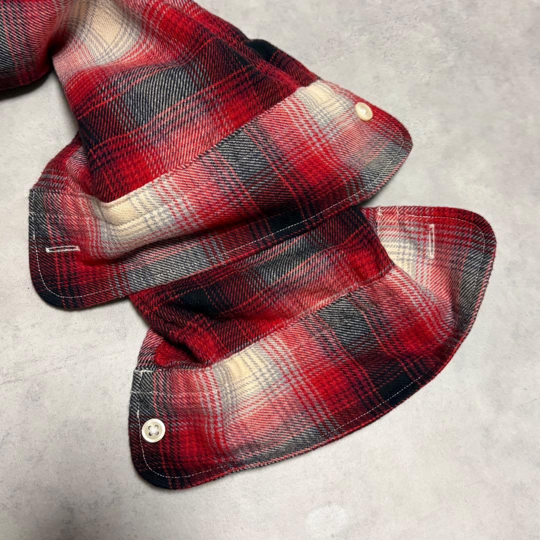 ラルフローレン 長袖シャツ オンブレチェック 刺繍　ポニーロゴ 赤 M