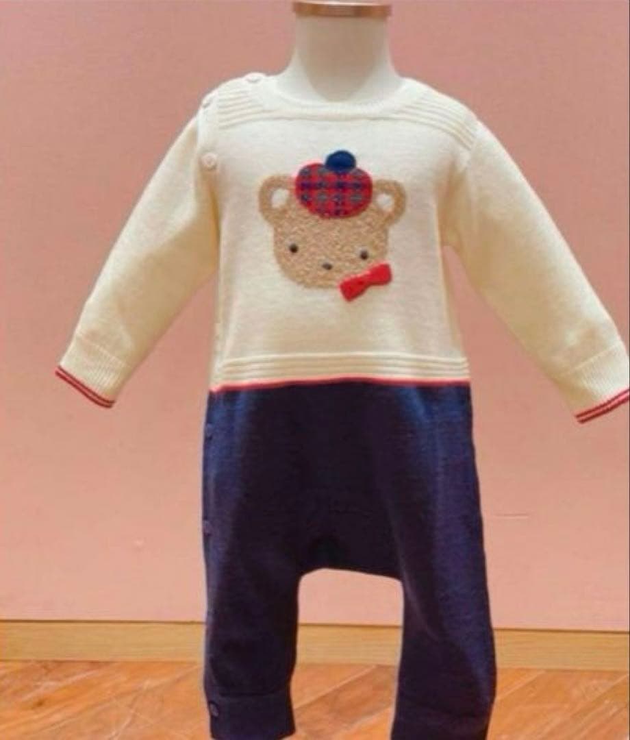 ファミリア　ロンパース　70 インターシャ　くま