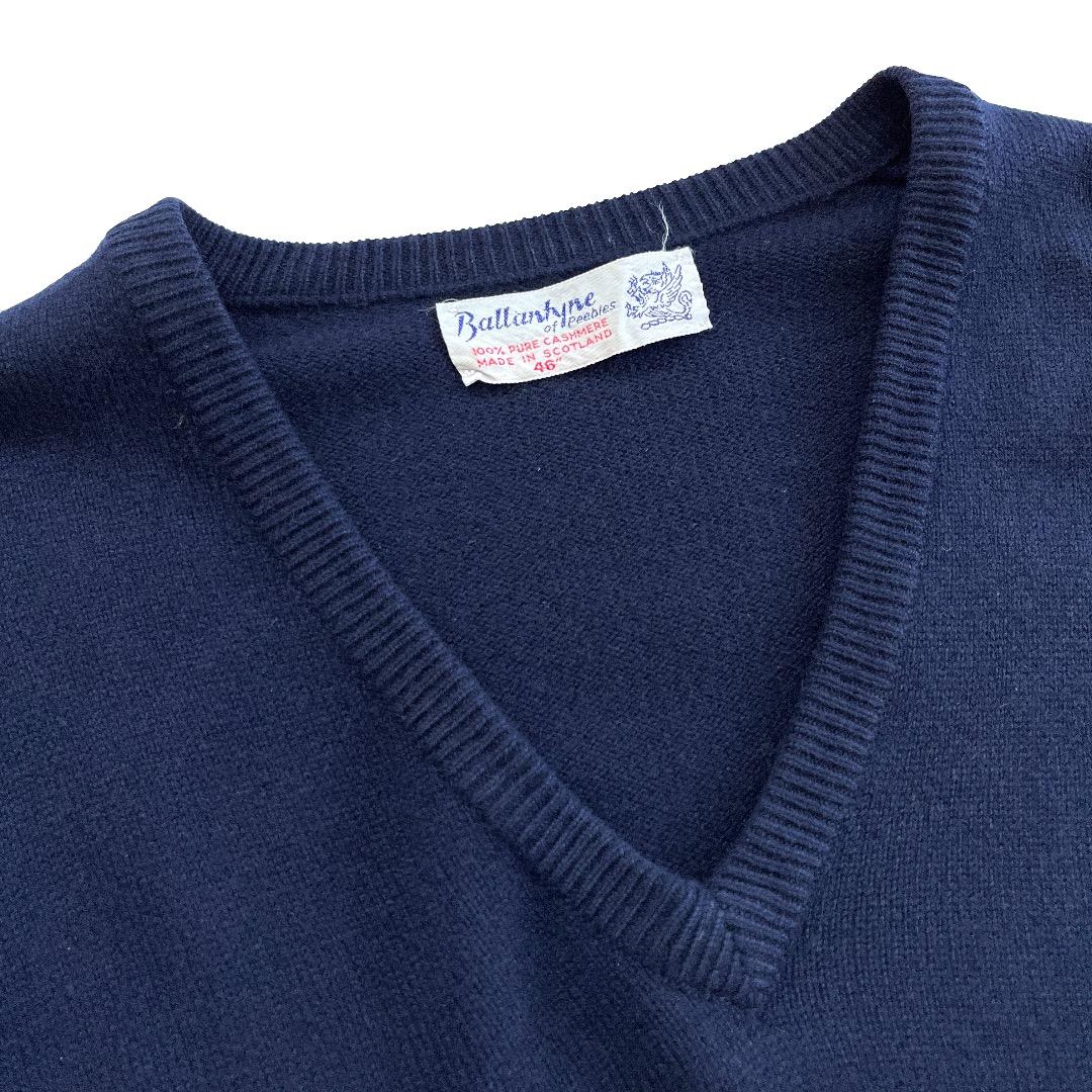【Vintage】BALLANTYNE Vネックセーター 46 紺 ネイビー