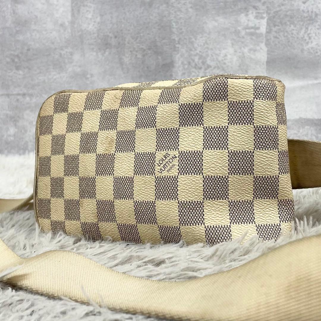 美品 ルイヴィトン PVC ウエストバッグ ダミエ アズール ファスナー 白