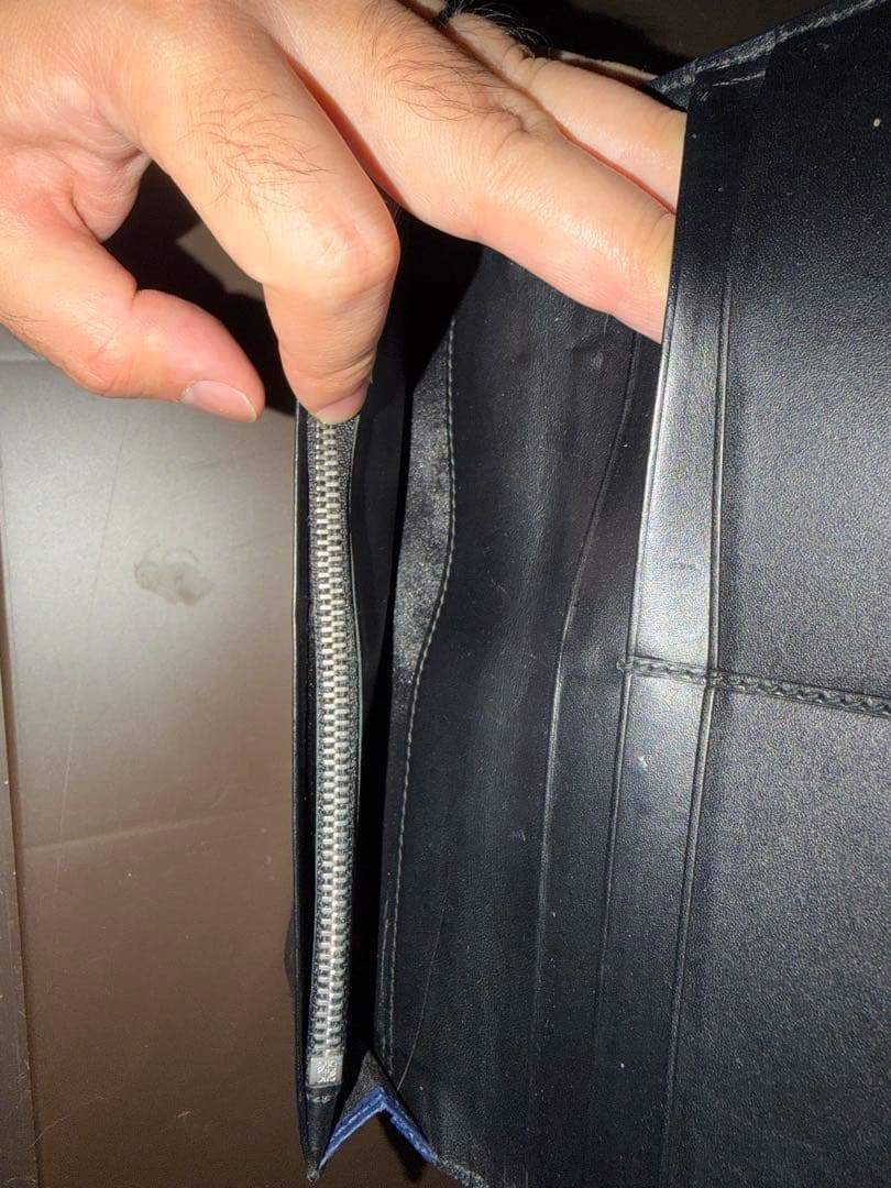 LOEWE 長財布 リネン　ブルー