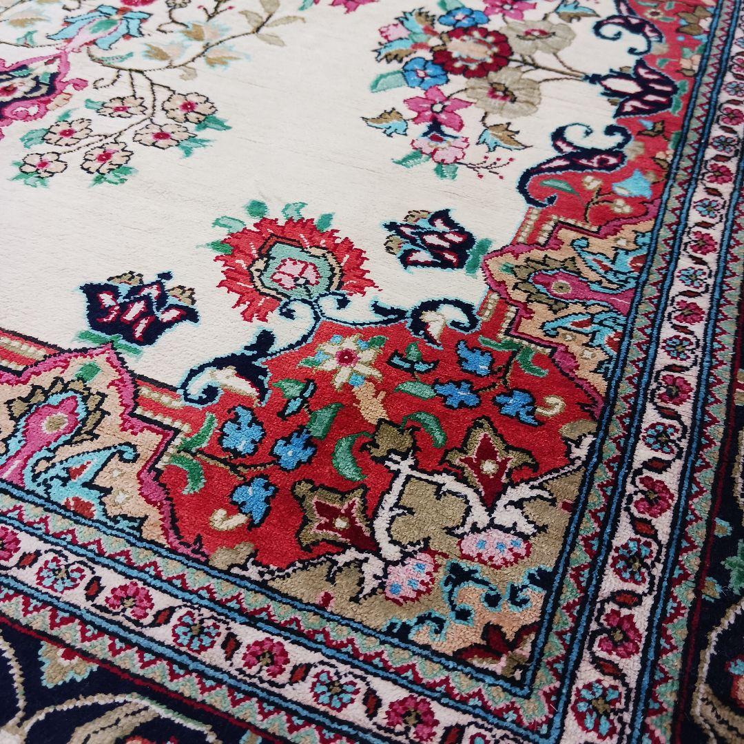 専用Y3007 高級ペルシャ絨毯 クム産 シルク 手織81万ノット147×98㎝