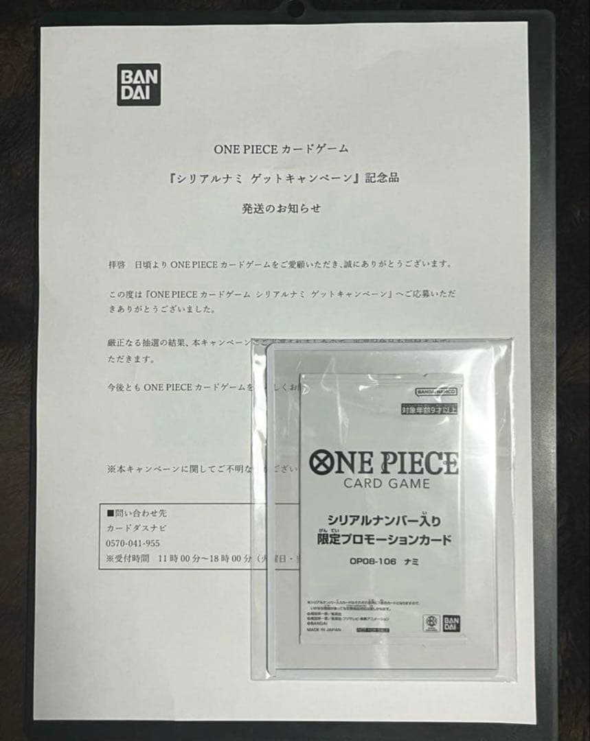 K*O様 【未開封】ナミ シリアル 当選書付き1200枚限定 SR エッグヘッド