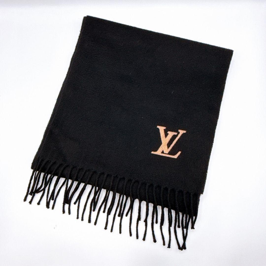 【美品】ルイヴィトン エシャルプ ジュラム カシミヤ マフラー 黒 400788