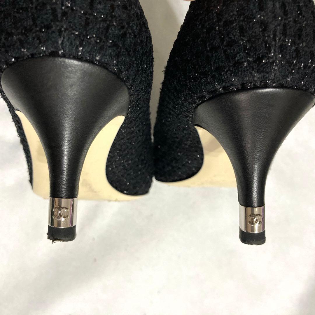 シャネル　パンプス　ツイード　37C 箱、 シューケース付き