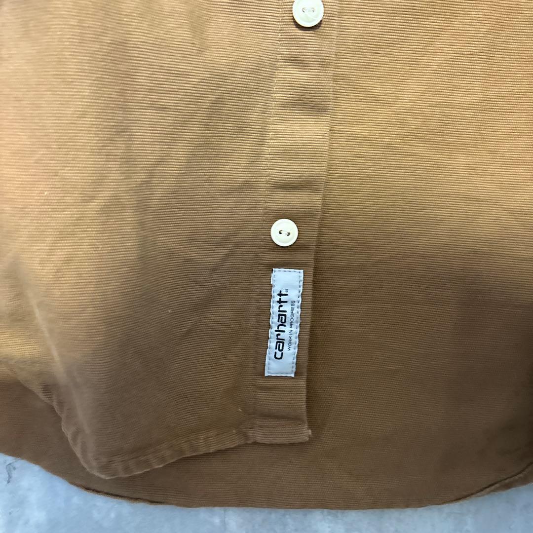 【希少デザイン】carhartt メンズ　ワークシャツ　ブラウン　サイズS