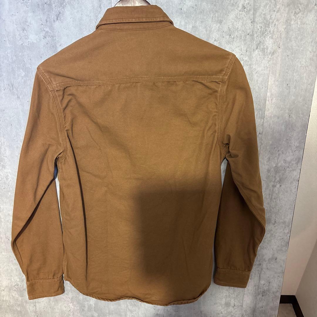 【希少デザイン】carhartt メンズ　ワークシャツ　ブラウン　サイズS