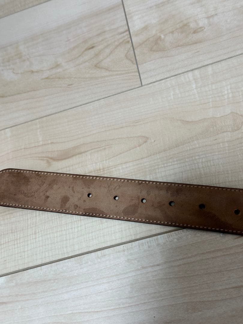 GUCCI ゴールドバックル レザーベルト イタリア製