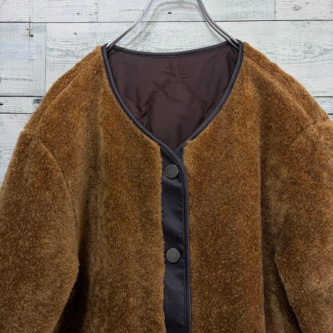 ☆ほぼ未使用☆自由区　リバーシブル中綿ジャケット　大きいサイズ3L ボア生地