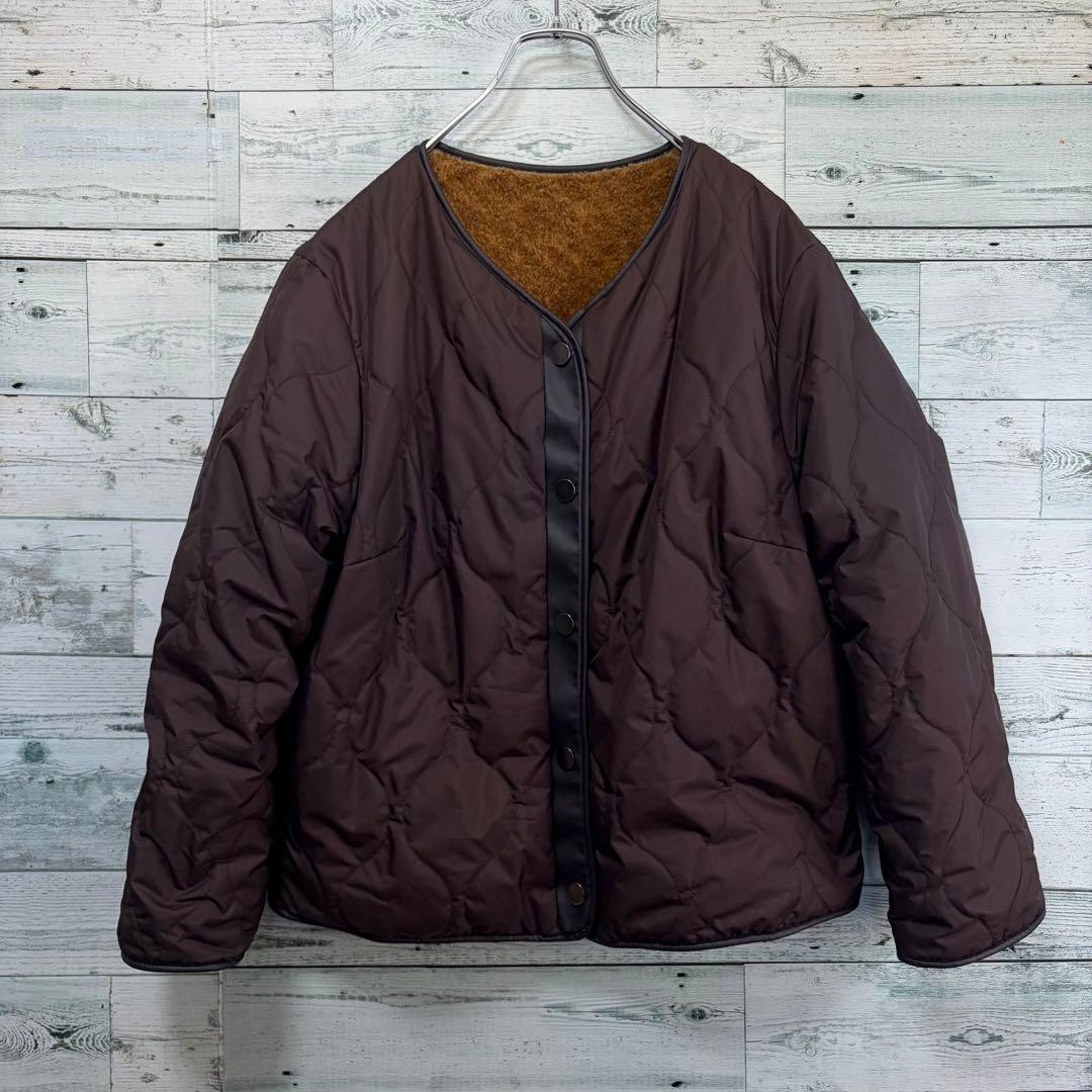 ☆ほぼ未使用☆自由区　リバーシブル中綿ジャケット　大きいサイズ3L ボア生地