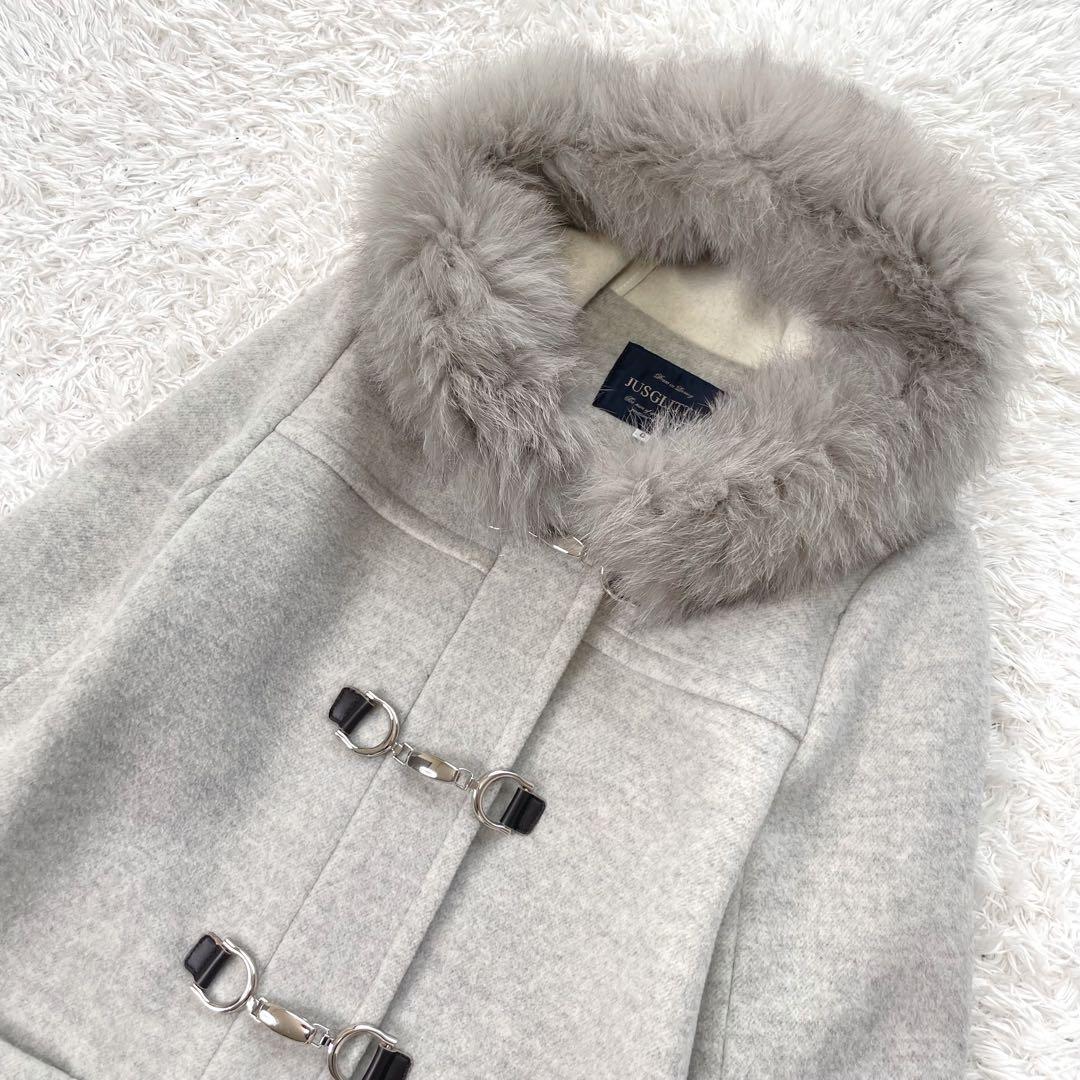 極美品✨️ジャスグリッティー 金具 牛革 ダッフルコート フォックスファー