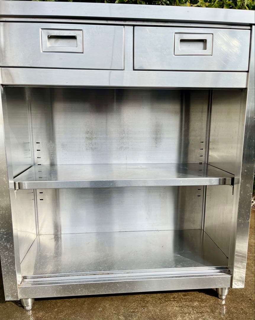 ステンレスは引き出し付きキャビネット　食器棚　作業台　890×450×1050