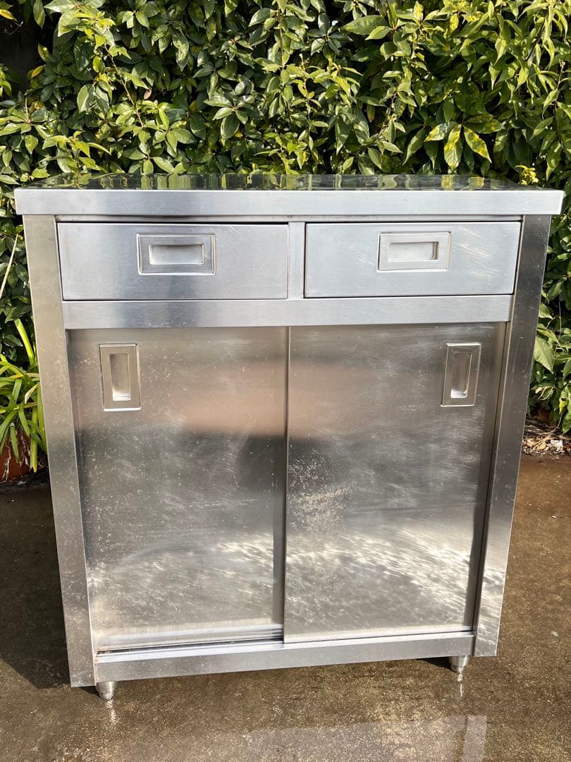 ステンレスは引き出し付きキャビネット　食器棚　作業台　890×450×1050