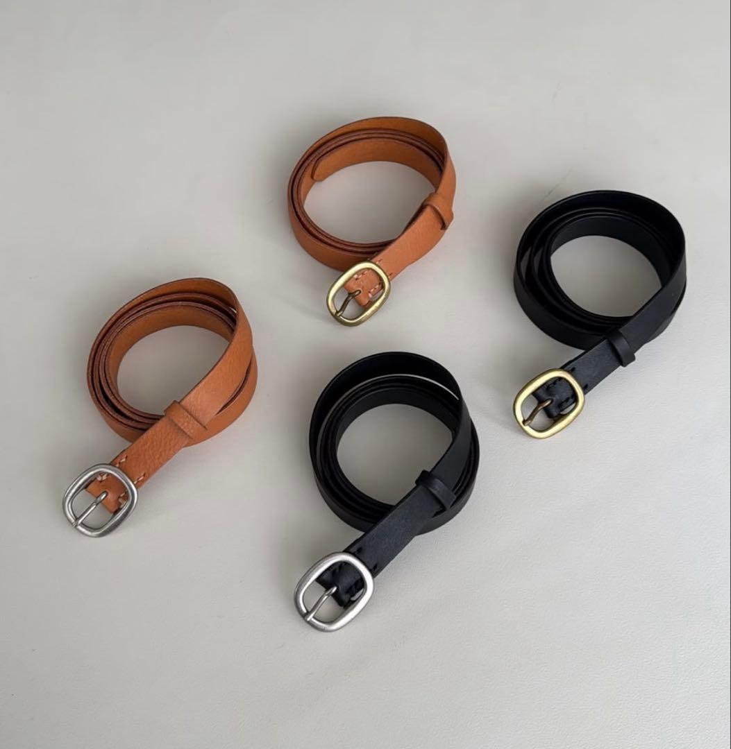 argue ロング　レザー　ベルト　シルバー