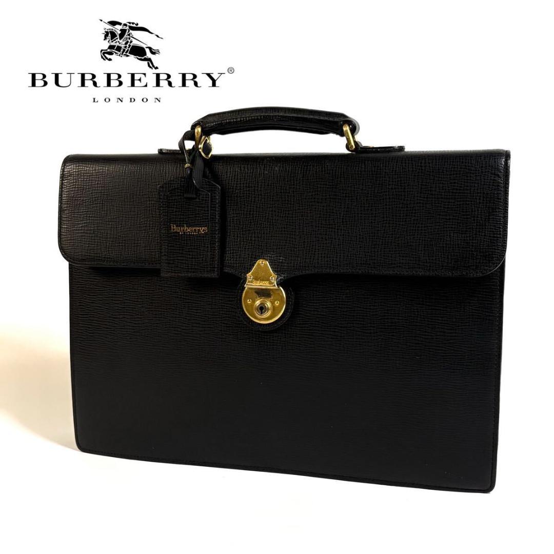 【美品】BURBERRY ビジネスバッグ ヴィンテージ ブラック ゴールド金具