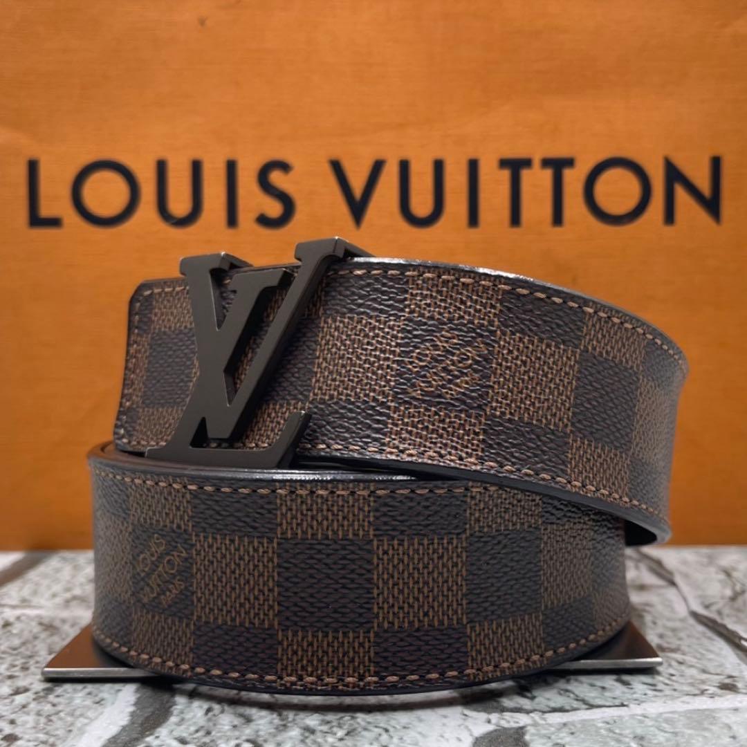 ルイヴィトン ベルト ダミエ エベヌ イニシャル LVロゴ レザー 90サイズ