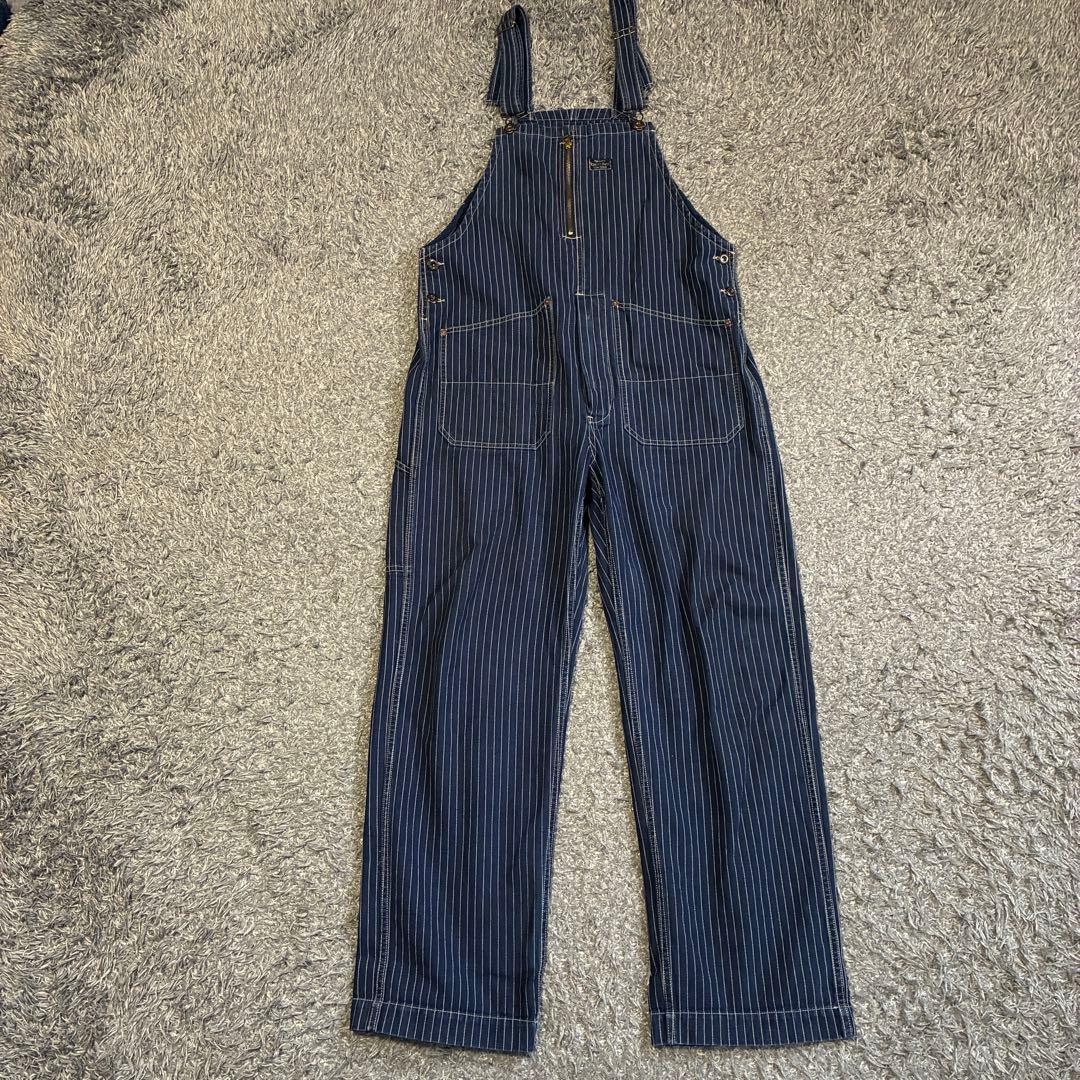 【美品】Schott オールドヒッコリー デニム オーバーオール L ストライプ