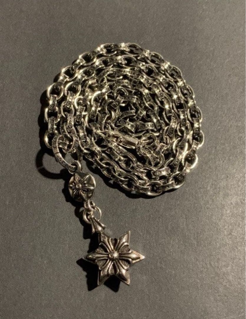 リョウタ君　Silver925刻印　クロススター　ペーパーチェーンネックレ