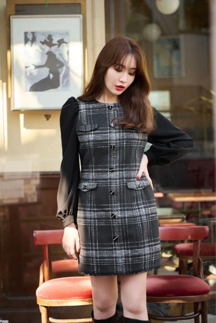 ワンピース Herlipto Gabriel Tweed Mini Dress