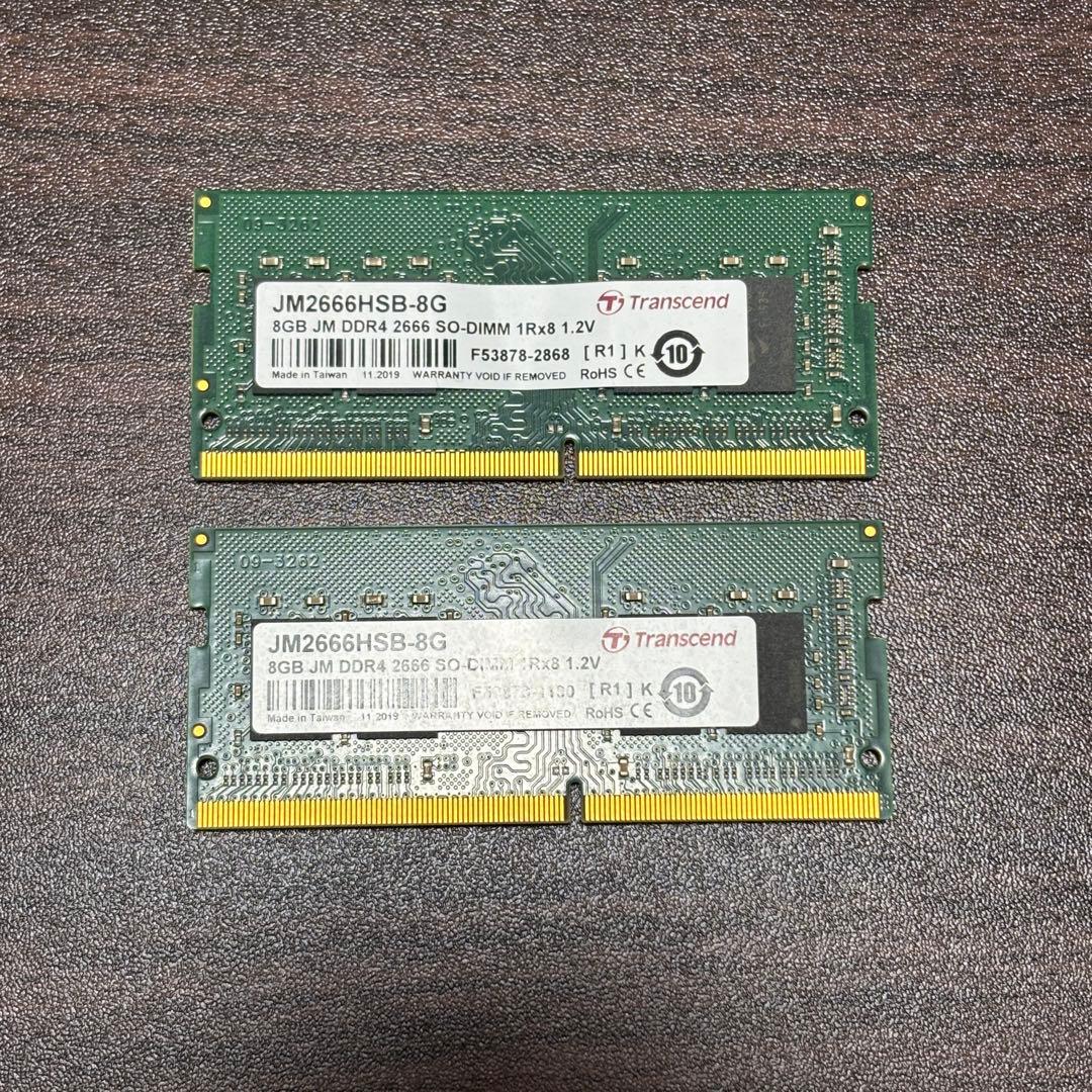 Transcend 8GB DDR4 2666MHz SO-DIMM 2枚