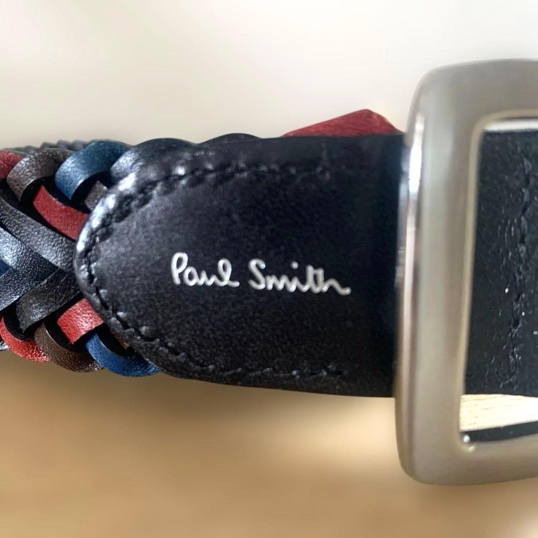 ポールスミス マルチカラー リバーシブル 編み込み レザー メッシュベルト